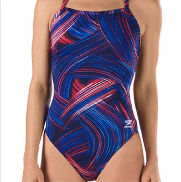 Speedo Women's Blue and Red Swimsuit, Size 28 - Picture 1 of 5
